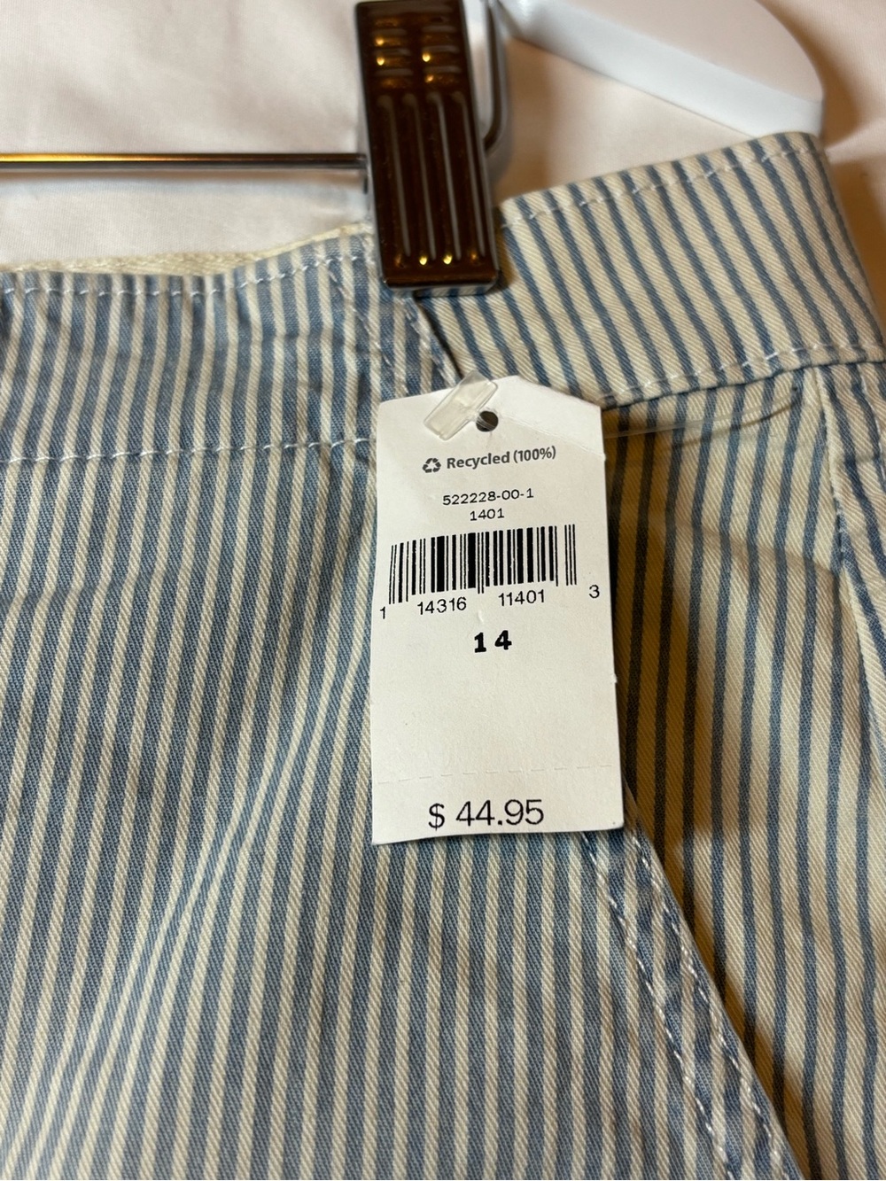 NWT GAP Light Blue and White Striped Women's Bermuda Shorts, size 14 - Picture 7 of 11